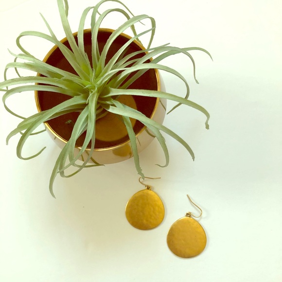 Gold Medallion Dangle Earrings - Picture 3 of 4